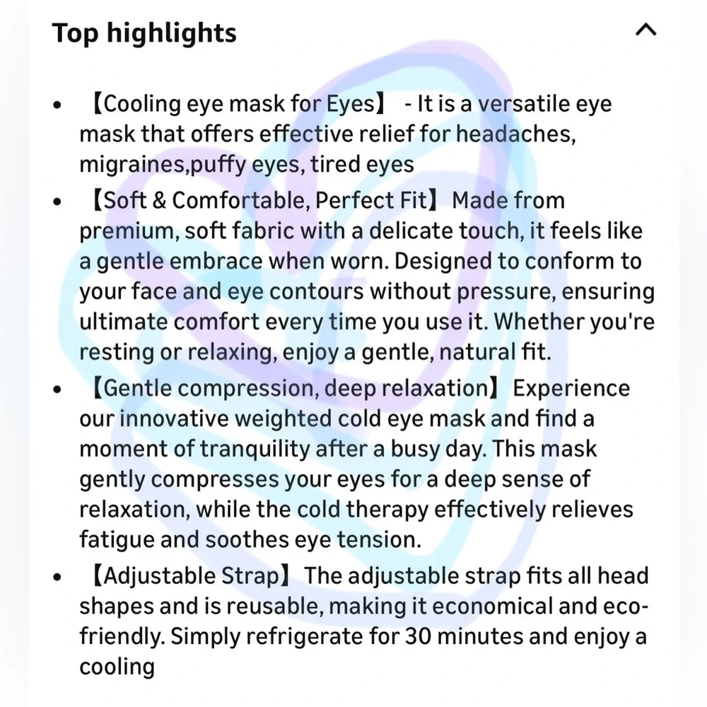 Brand New! Cold Eye Mask Eye Ice Pack for Puffy Eyes Migraines